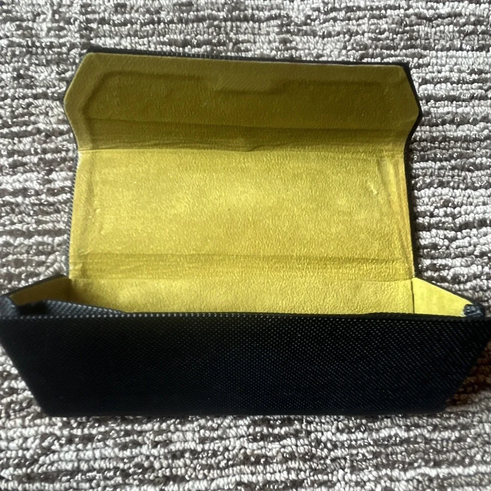 Nicole Miller New York Black Hard Eyeglass Case Yellow Interior Flip Top, Unisex